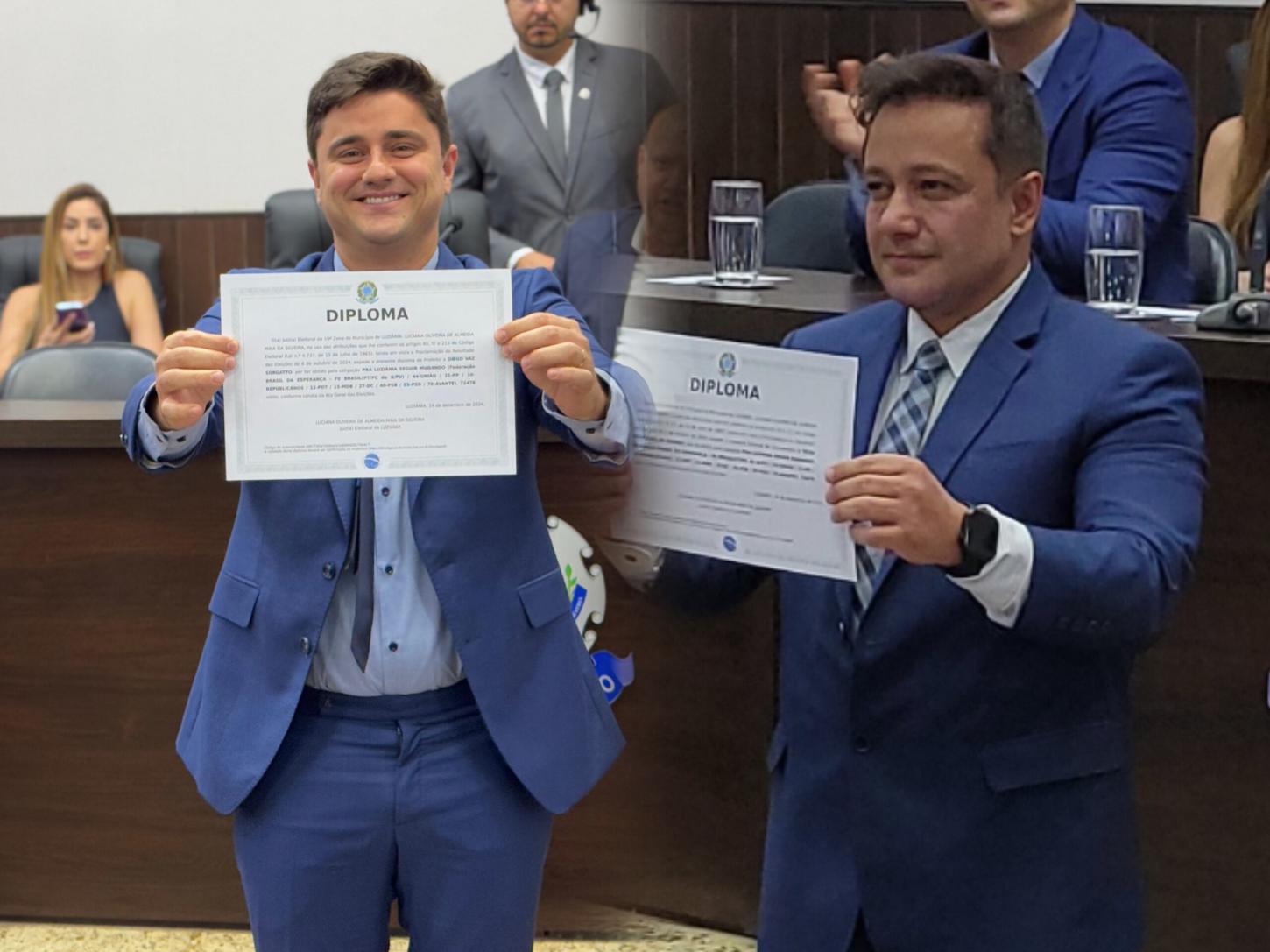 Diego e Télio são oficialmente diplomados prefeito e vice em Luziânia