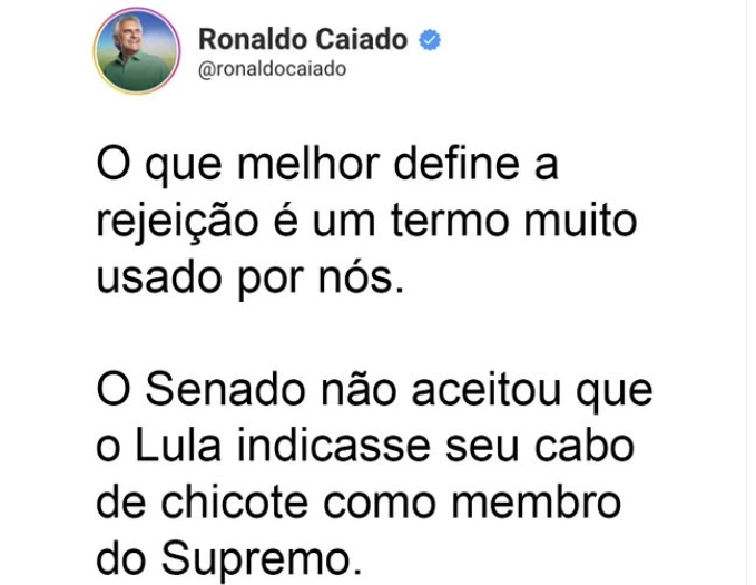 Caiado celebra veto do Senado a Jorge Messias e critica indicação de Lula