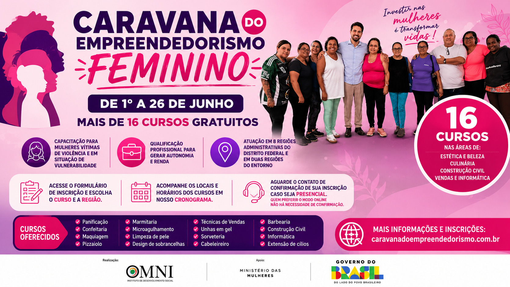 Caravana do empreendedorismo feminino disponibiliza 16 cursos gratuitos em Valparaíso de Goiás