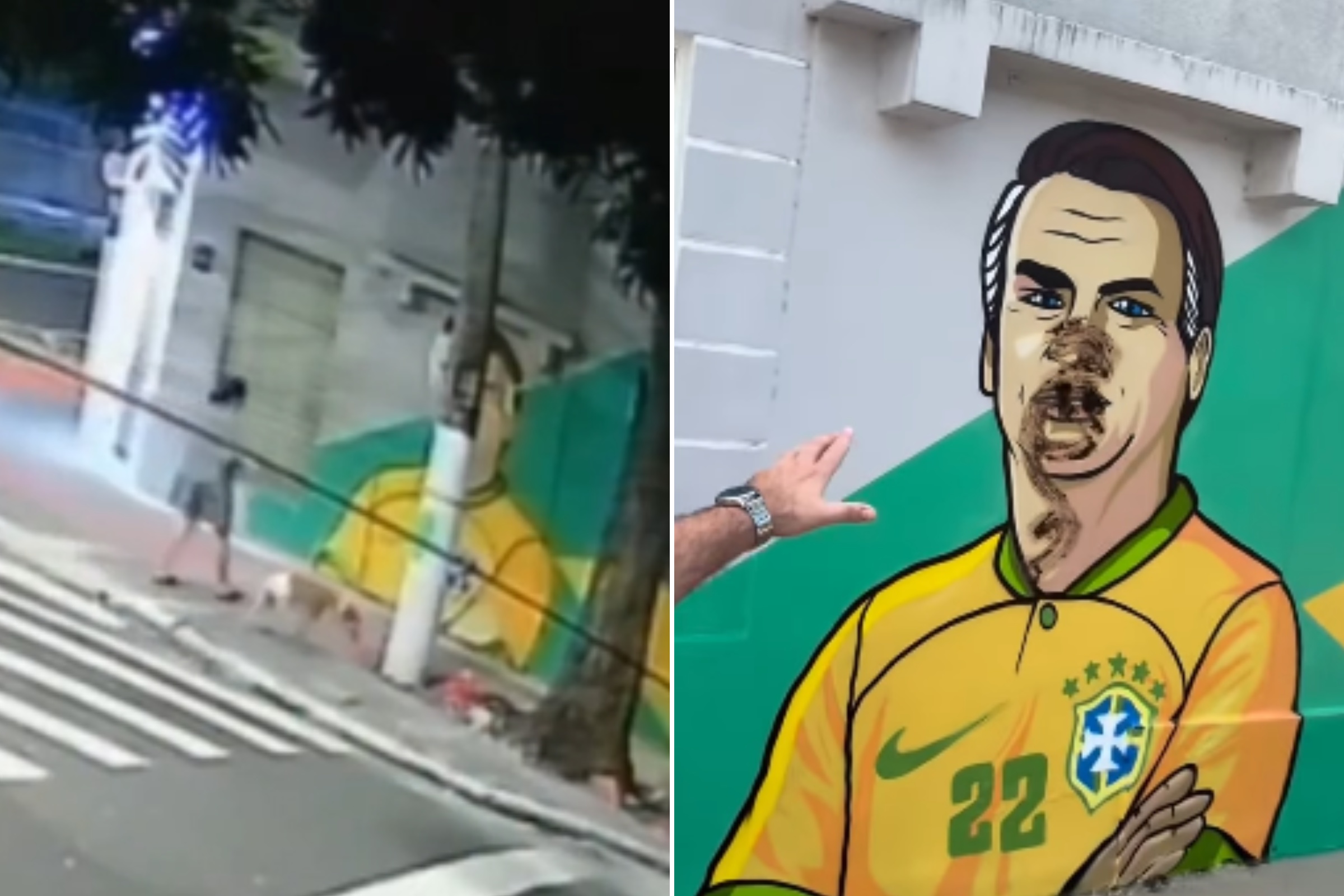 Mulher é flagrada em ato de vandalismo contra pintura de Bolsonaro em Vitória