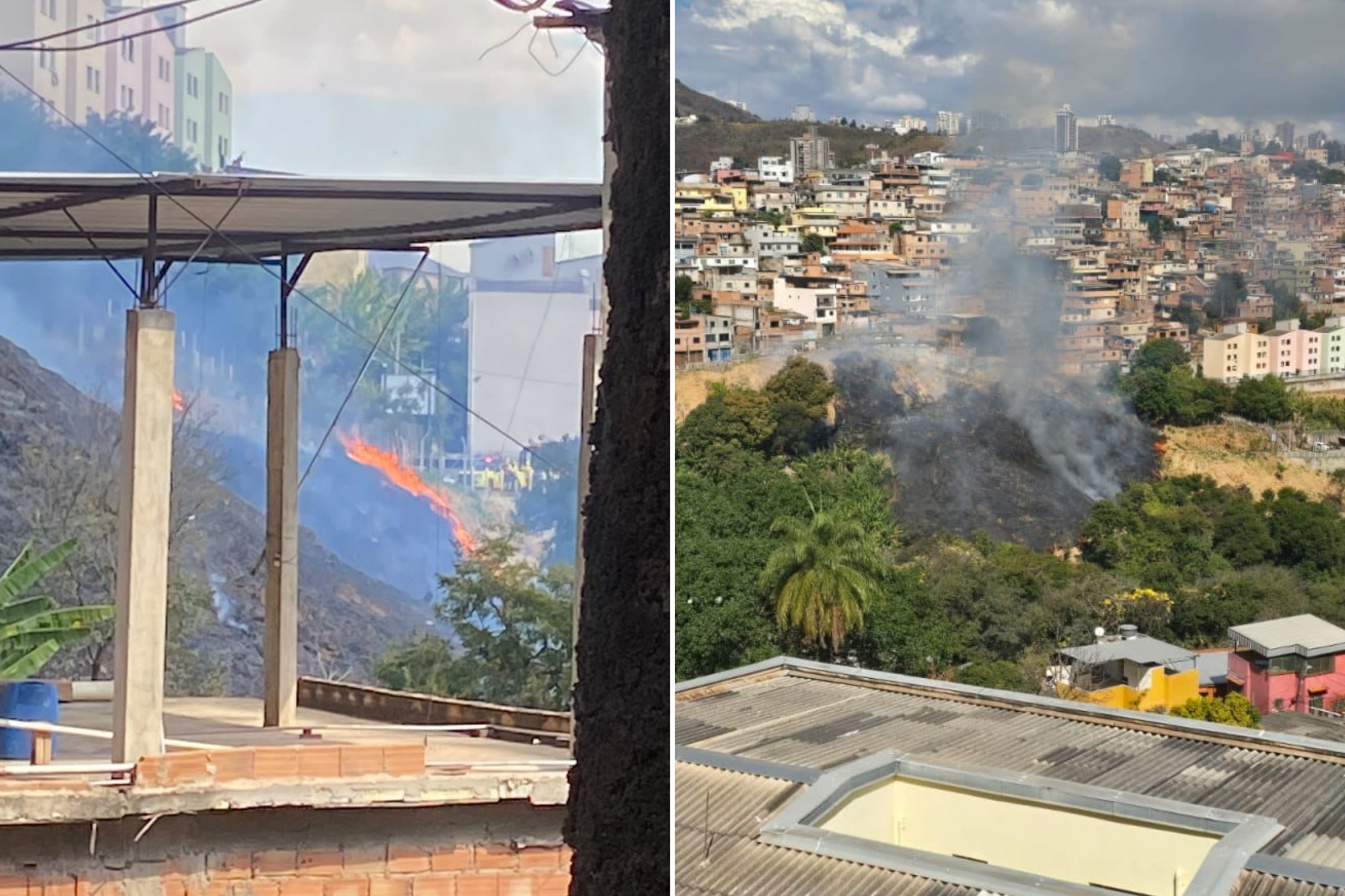 Incêndio em vegetação é controlado acima do Parque Santo Antônio em BH