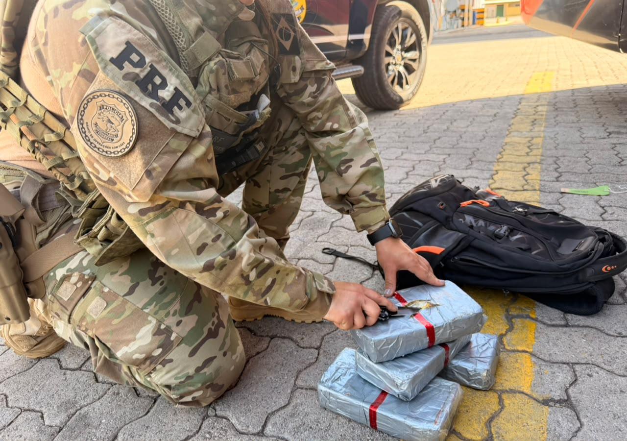PRF apreende pasta base de cocaína em ônibus na BR-040 em Goiás