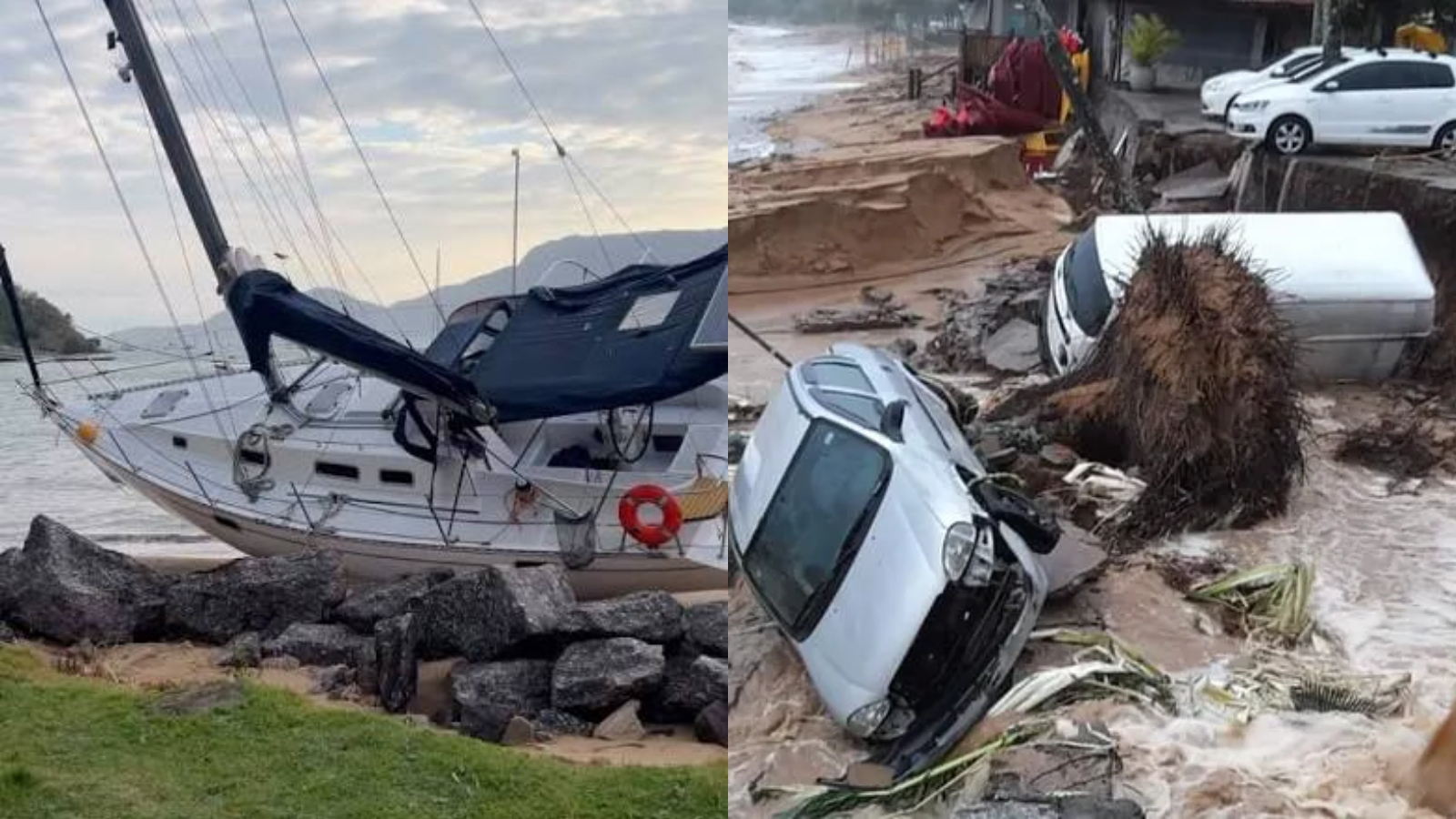 Forte ventania em Ilhabela atinge embarcações e paralisa evento de vela