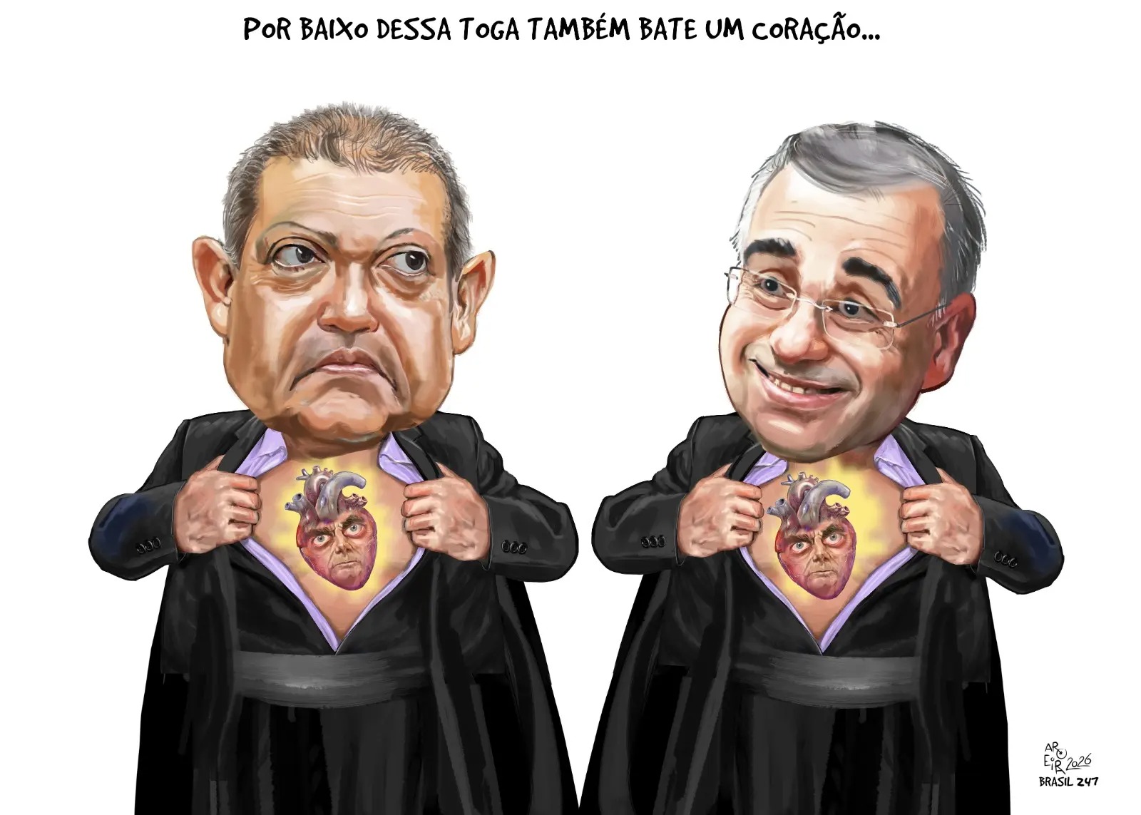 Confira a nova charge do Aroeira com sátira e crítica bem-humorada