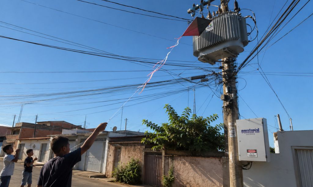 Pipa na rede elétrica pode interromper energia em bairros inteiros de Goiás