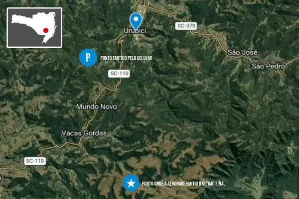 Busca por helicóptero com cantor Rick ocorre em área de difícil acesso em SC