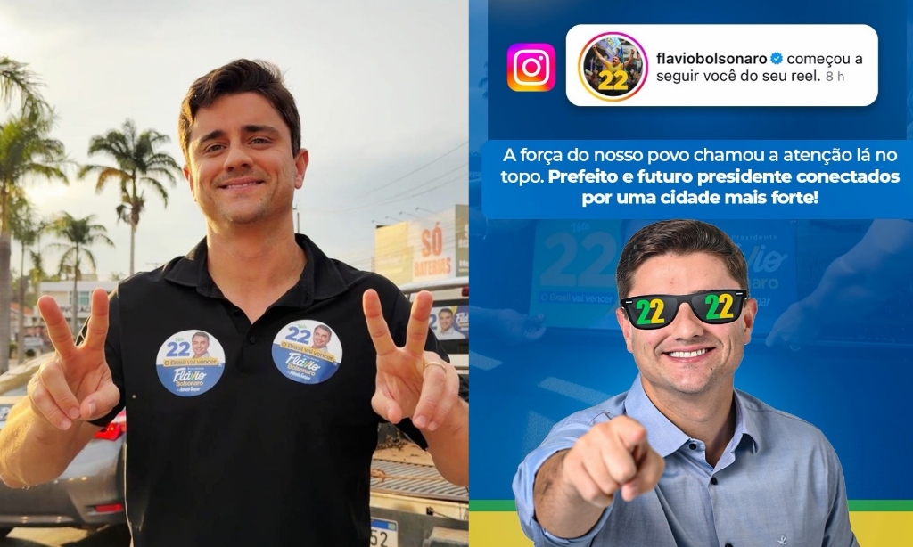 Flávio Bolsonaro passa a seguir o prefeito Diego Sorgatto após adesivaço