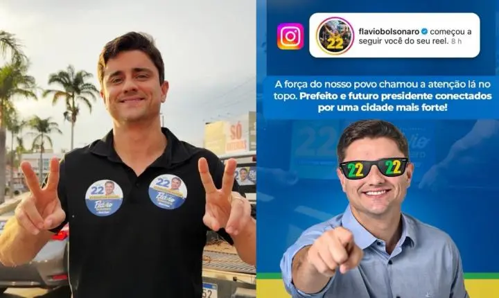 Flávio Bolsonaro passa a seguir o prefeito Diego Sorgatto após adesivaço