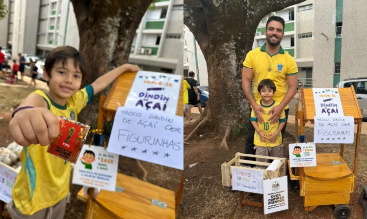 Pequeno empreendedor Zack Vallone, de 5 anos, inova nas trocas para completar álbum da Copa