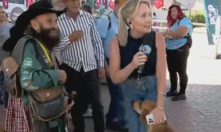Cachorro caramelo surpreende Luciana Finholdt e abocanha ponto eletrônico em transmissão ao vivo