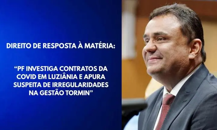 Direito de resposta sobre reportagem acerca de contratos da Covid-19 em Luziânia