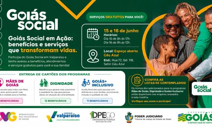 Goiás Social entrega cartões de programas sociais em Valparaíso de Goiás