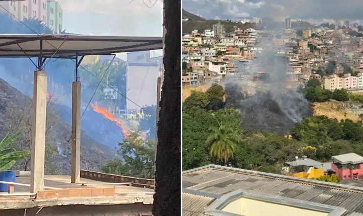 Incêndio em vegetação é controlado acima do Parque Santo Antônio em BH