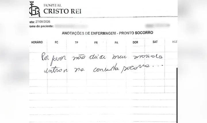 Caso de violência doméstica: mulher pede socorro em prontuário e homem é preso