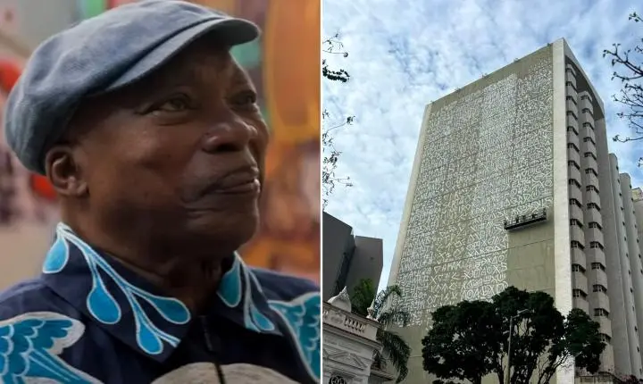 Mural gigante para Milton Nascimento é pintado no Centro de Belo Horizonte