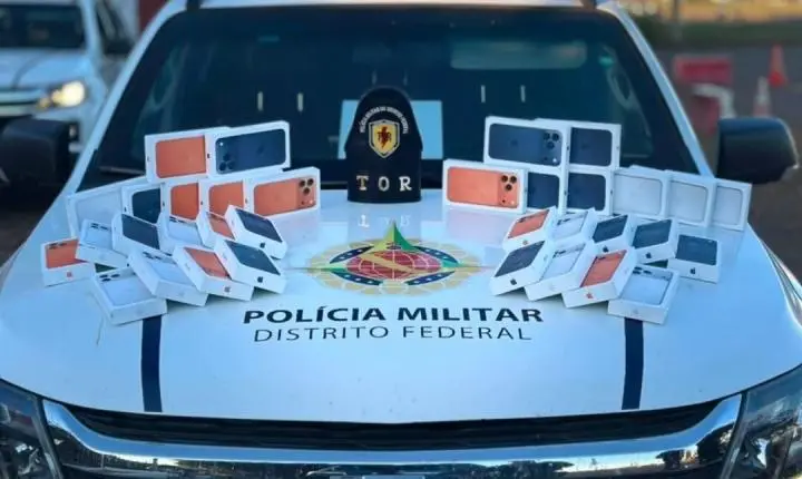 PMDF apreende 34 iPhones avaliados em R$ 300 mil em ação contra descaminho no Gama