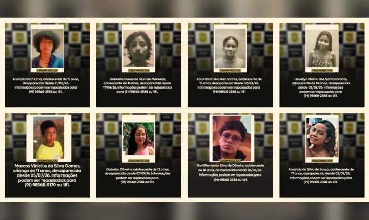 Polícia Civil do Pará busca 14 adolescentes desaparecidos em 2026