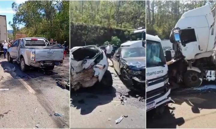 Engavetamento na BR-040 com 20 veículos deixa feridos em Minas Gerais